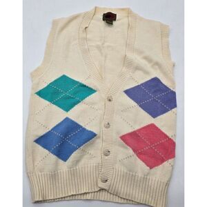 Vintage Boston Traders Argyle Knit Vest Size
